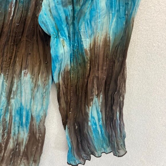 SERE NADE NEW YORK Accordion Top Sz 2X Sheer Blouse Blue Fairy Disco Boho Gypsy - Picture 5 of 12